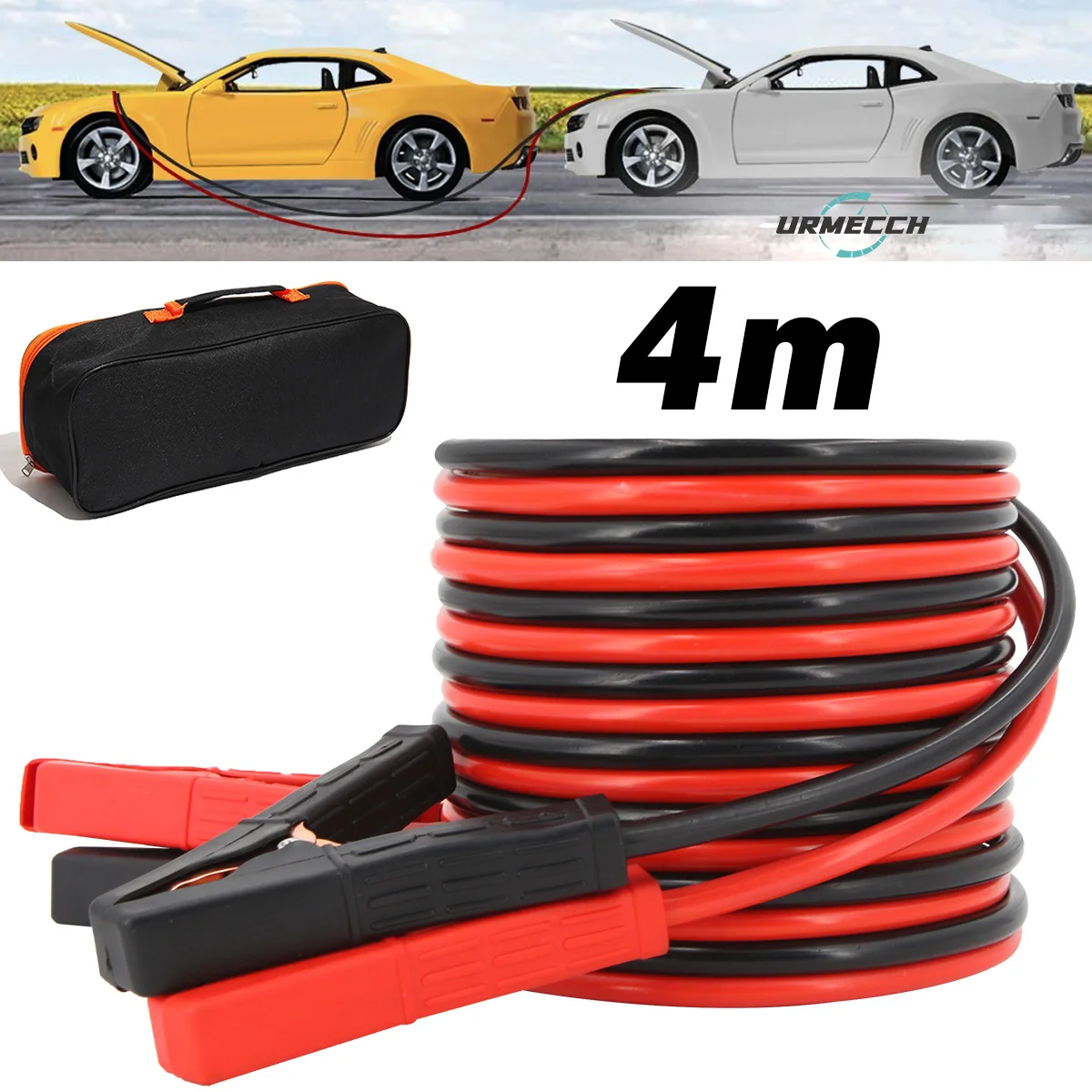 

4M/13Ft Car Emergency Jumper Cables Power Start Auto Battery Booster Copper Power Wire Kit Accessories For SUV Van RV Camper Bus