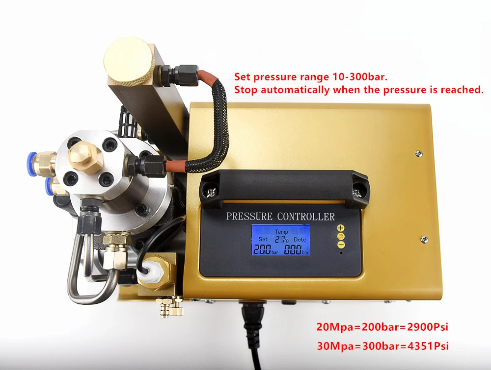 220V High Pressure Air Compressor 30MPA Diving Breathing Pump 300 Bar Electric 4500 Psi Smart Water-cooled Submersible Cylinder