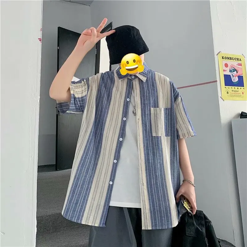 Shirt men's tie dye ins Korean fashion loose casual versatile short sleeve Shirt ruffian handsome half sleeve clothes men 2021