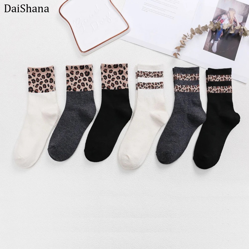 

DaiShana Harajuku Fashion Casual Breathable Winter Cotton Socks Women Sexy leopard grain Socks Calcetines Mujer Calzini Donna