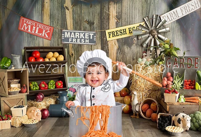 Avezano Backdrop Market Fresh Milk Vegetables Tomatoes Peaches Children Photography Backgrounds Photo Studio Photozone Photocall