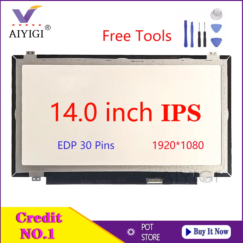 14 Inch IPS Laptop LED Screen B140HAN01.2 B140HAN01.3 B140HAN01.0 B140HAN01.1 For Thinkpad L440 T440 Display FHD 1920*1080 30Pin