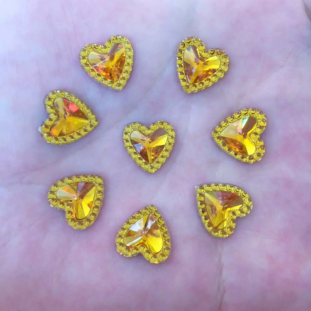 Classic DIY 40pcs 12mm Resin Heart Flatback Rhinestone Wedding Buttons Crafts R71