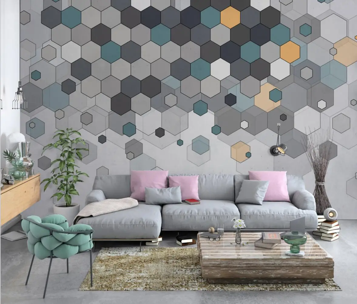 beibehang Custom Modern geometry Mural wallpaper for Living Room Bedroom TV Sofa Backdrop 3D Wall Covering Mural wall stickers