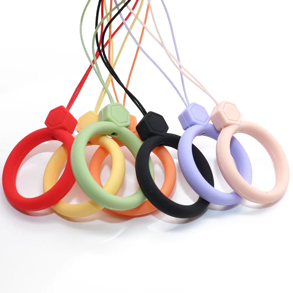 Anel fivela para o telefone móvel caso doces cor bonito anel de dedo cinta de silicone chaveiro corrente cordão acessórios para airpods caso