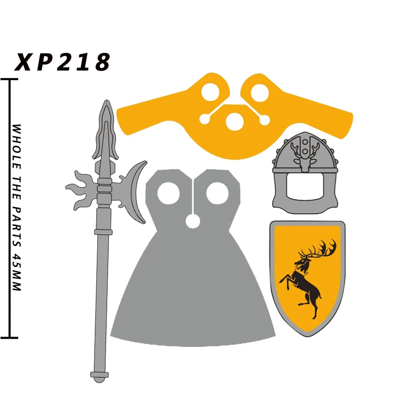 Single Sell KT1029 Medieval Knight GOT Baratheon Shield Helmet Lancer Figures Accessories Building Blocks Toy For Kids XP212-219