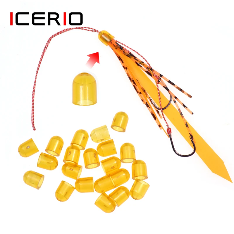 ICERIO 20/50PCS Saltwater Fishing Tackle Slide Parts Snapper Skirts and Rubber Tie Mule Maintenance Supplies Fishing Equipment