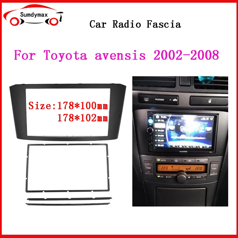 

2Din Panel Modification Panel DVD Navigation Panel Frame Car Fascias Stereo Radio Panel for Toyota avensis 2002-2008 black