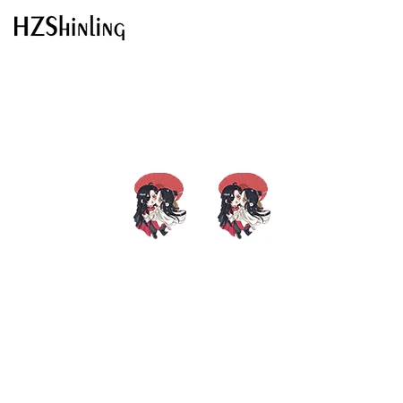 Tinaguancifu Cartoon Anime Pattern Xielian Hua cheng Acrylic Stud Earrings   Resin Epoxy Ear Jewelry