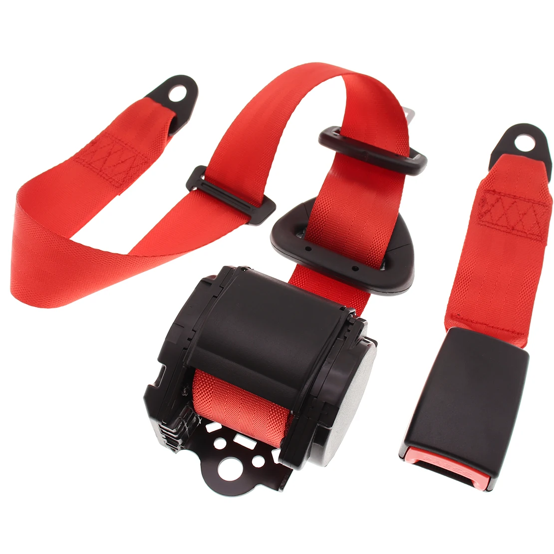 EIDRAN Red Adjustable Car Retractable 3 Point Extension Strap Seat Safety Nylon Belt