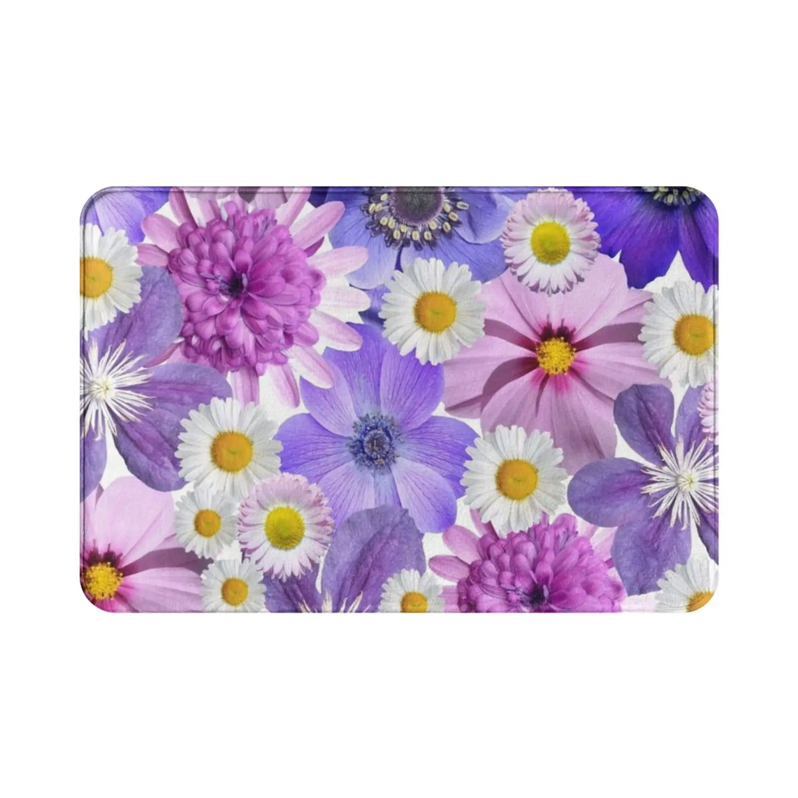 Friendly , Cheerful , Purple And White Burst Of Flowers Carpet 986 Carpet Fashion Cool Cute Trendy