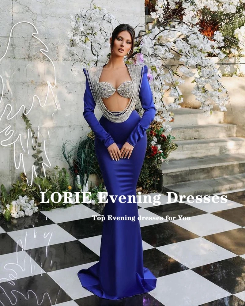 LORIE Modern Long Mermaid Evening Prom Dresses Sexy Straples Sleeves Satin Long Sleeves Robes De Soirée Femme Vestidos De Fiesta