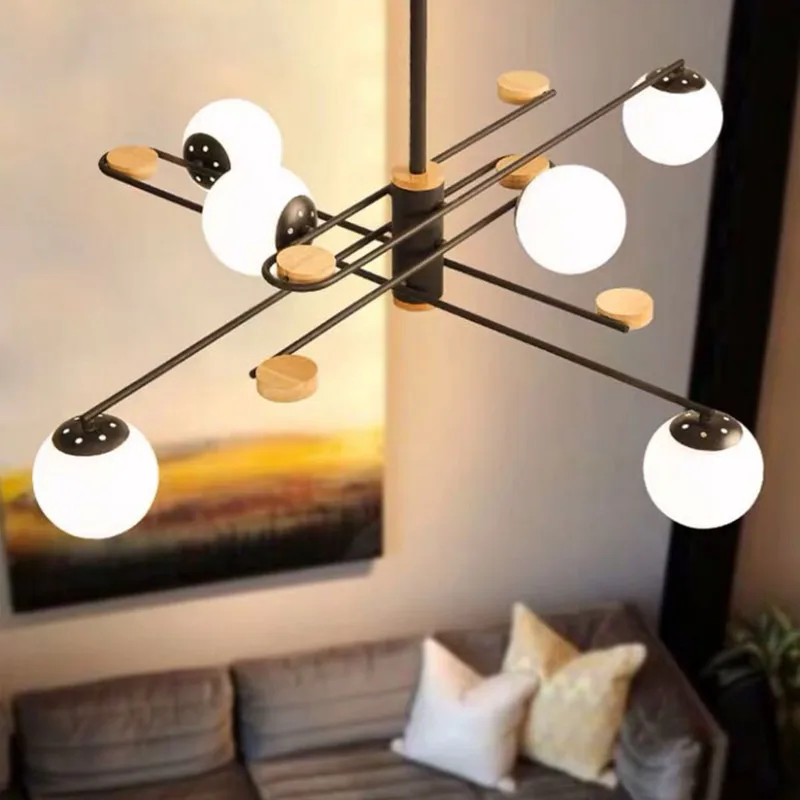 

modern geometric chandelier magic bean restaurant art iron wooden chandelier living room nordic bedroom chandelier lighting