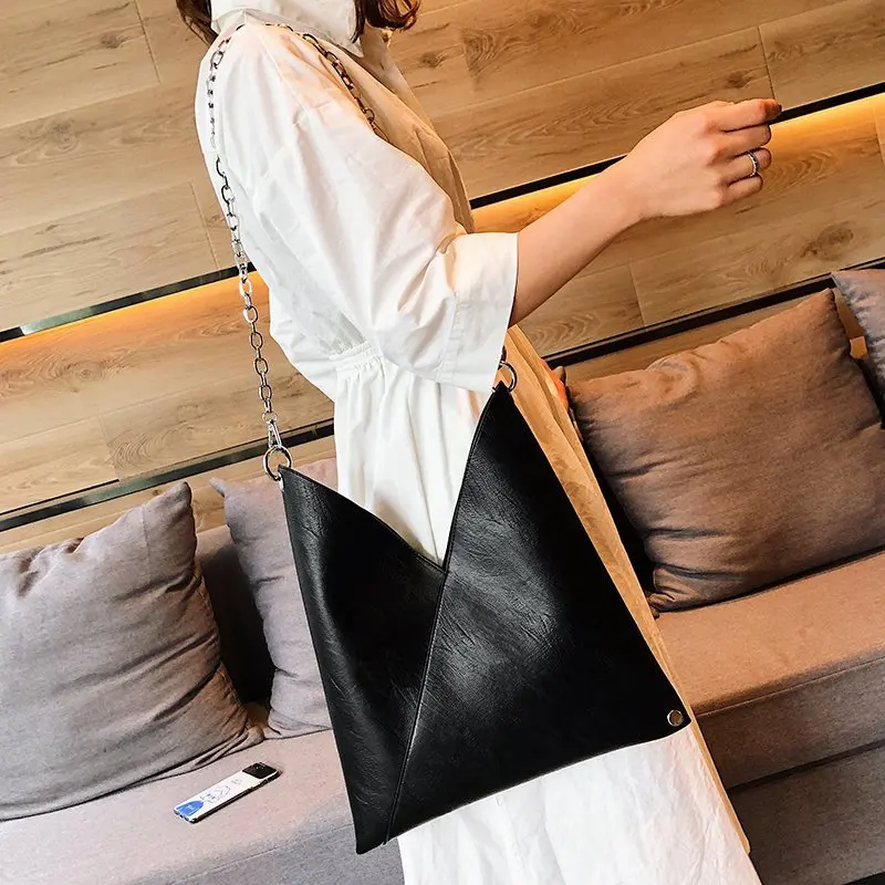 Girls messenger PU soft leather all match one shoulder handbag office workers fashion large capacity bag