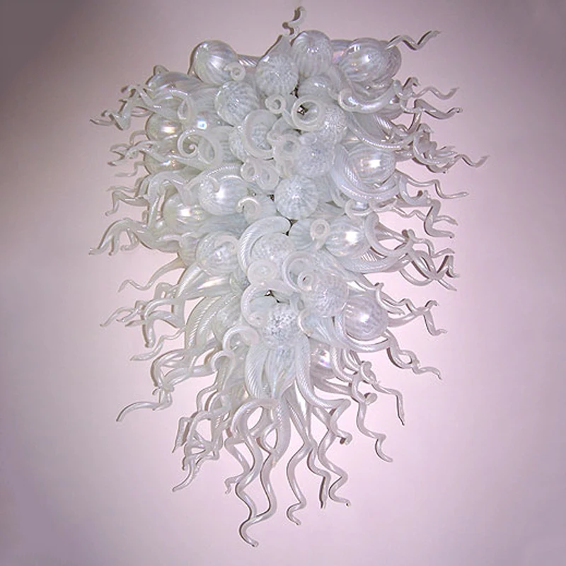 Unique Chandelier White Color Hand Blown Glass LED Chandelier Living Room Hanging Lamp Customized 100 CM