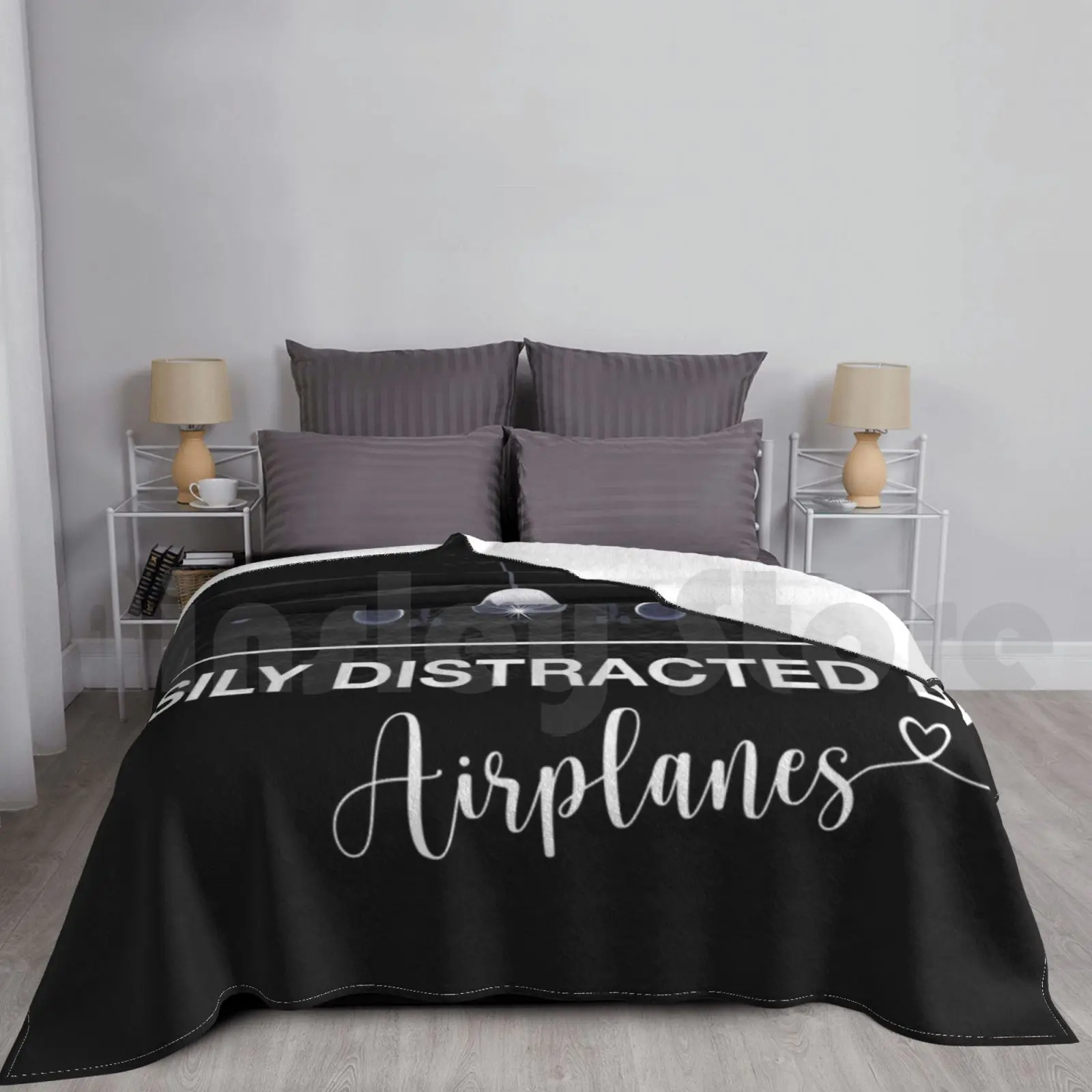 Easily Distracted By Airplanes For Aviation And Airplanes Lovers Blanket Super Soft Warm Light Thin Pilot Airplane