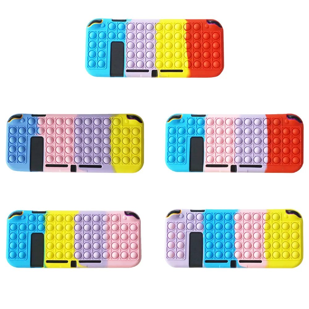 Fidget Silicone Toys Case Anti Anxiety Toys Game Console Protective Cover For Nintendo Switch Console Push Bubble Case Shell