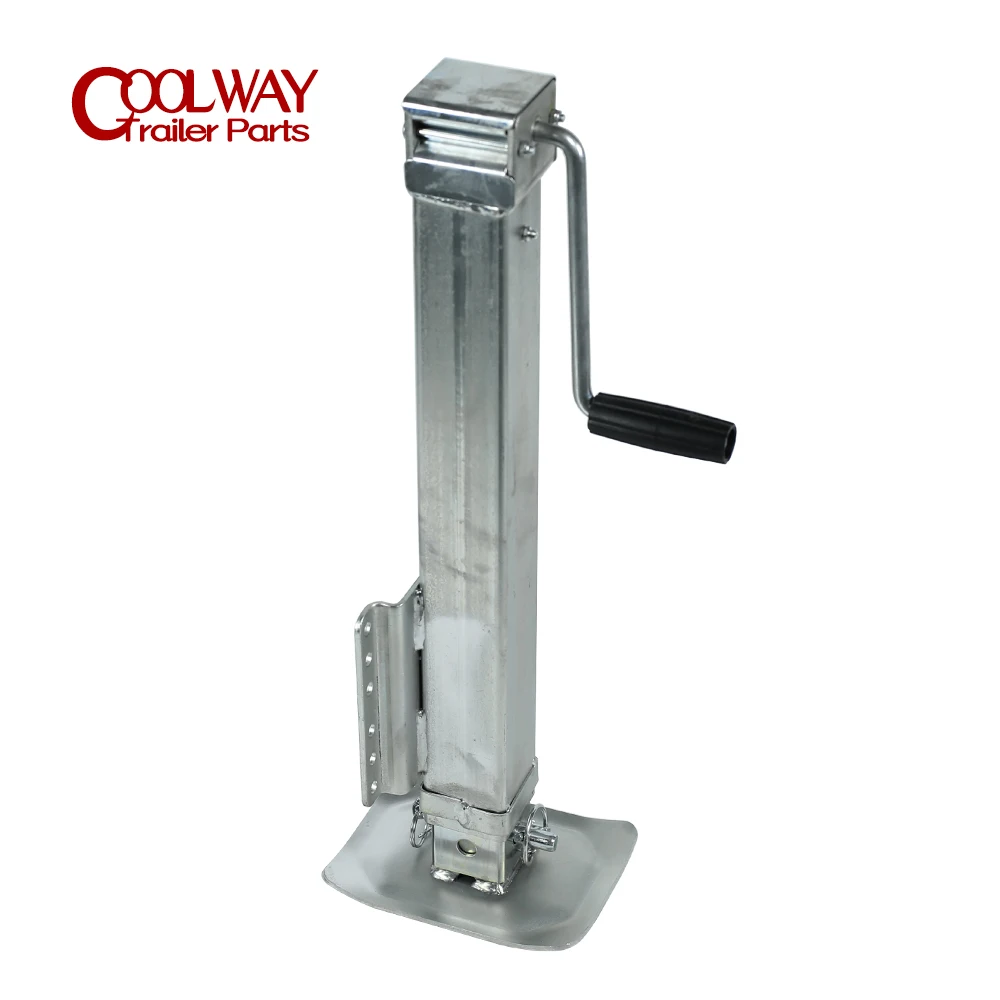 Heavy Duty Side Wind Square Trailer Jack With Footplate Zinc-Plated Bolt On Utility Boat Drop Leg Stands Corner Steady Parts