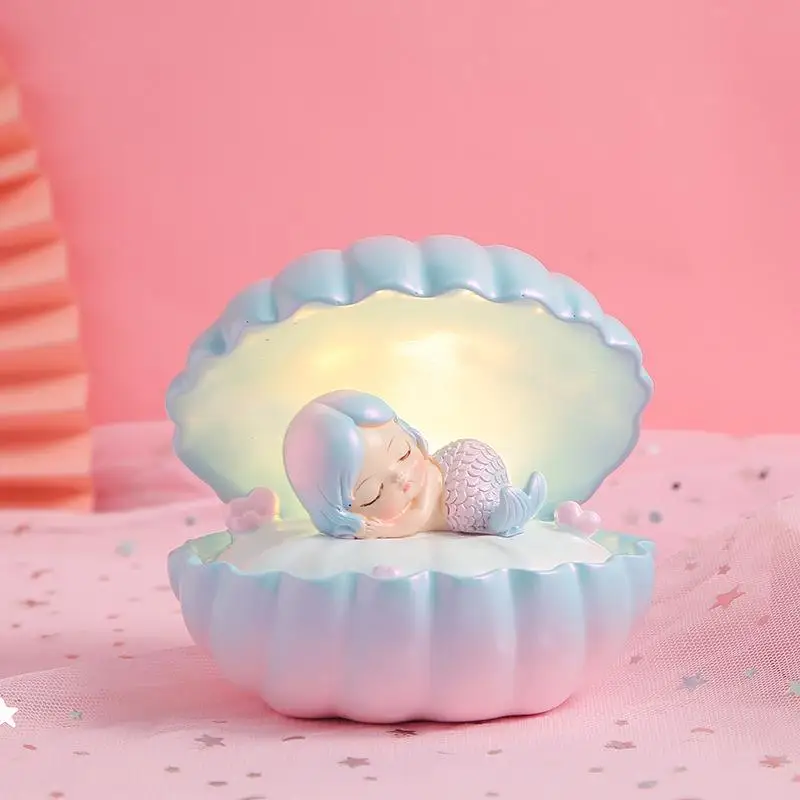 1pc Mermaid Night Lamp Shell Small Night Lamp Ornament Girl Dream Shell Lamp Fairy Nightlight Night Lamp Crafts Children Sleep