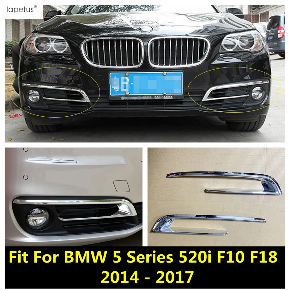 

For BMW 5 Series 520i F10 F18 2014-2017 Front Fog Light Lamp Eyelid Eyebrow Frame Cover Kit Trim ABS Chrome Exterior Accessories