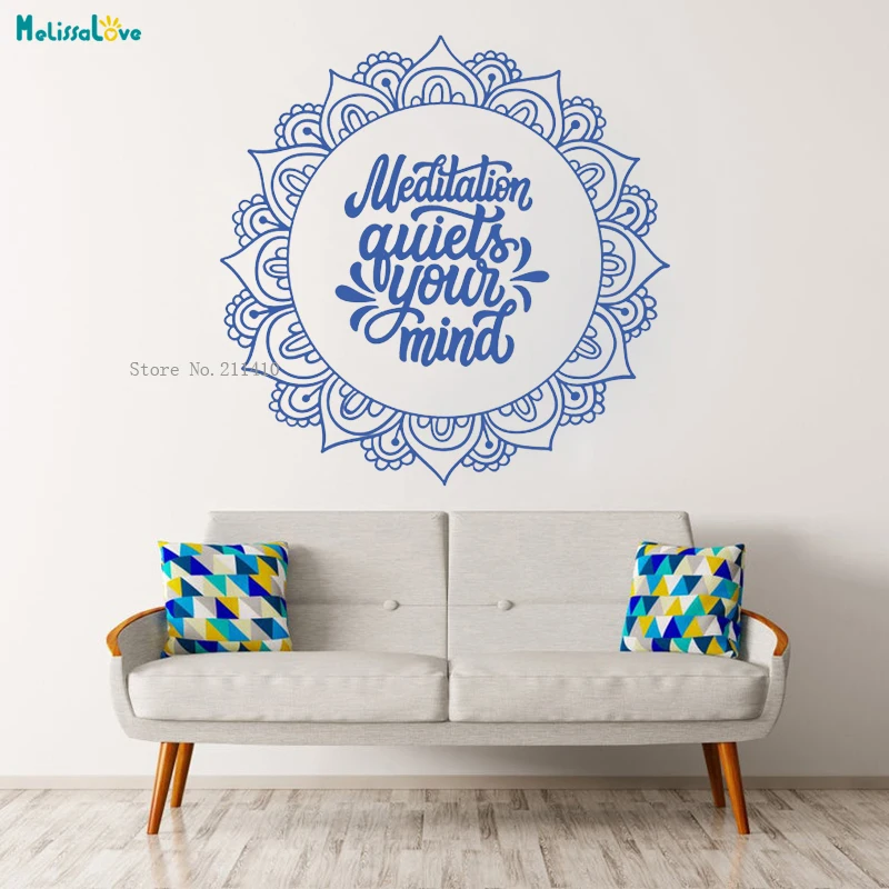 Yoga Decal Meditaton Quiet Your Mind Wall Decals  Namaste Decor Motivation Sticker Vinyl Studio Culture Show YT5732