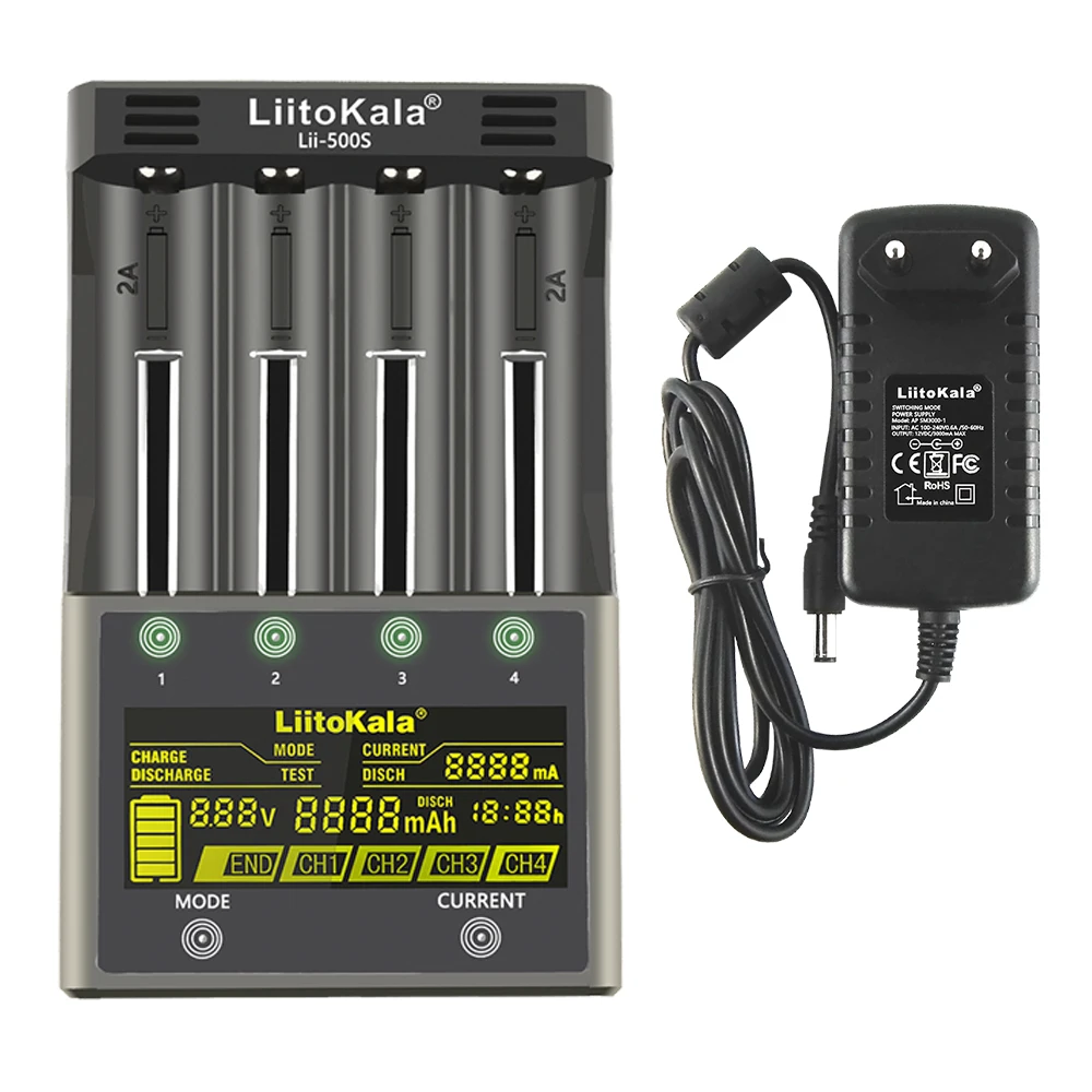 5PCS LiitoKala Lii-500S 18650 LCD Battery Charger for 26650 16340 18350 3.7V 1.2V Ni-MH Ni-Cd Li-ion Test battery capacity