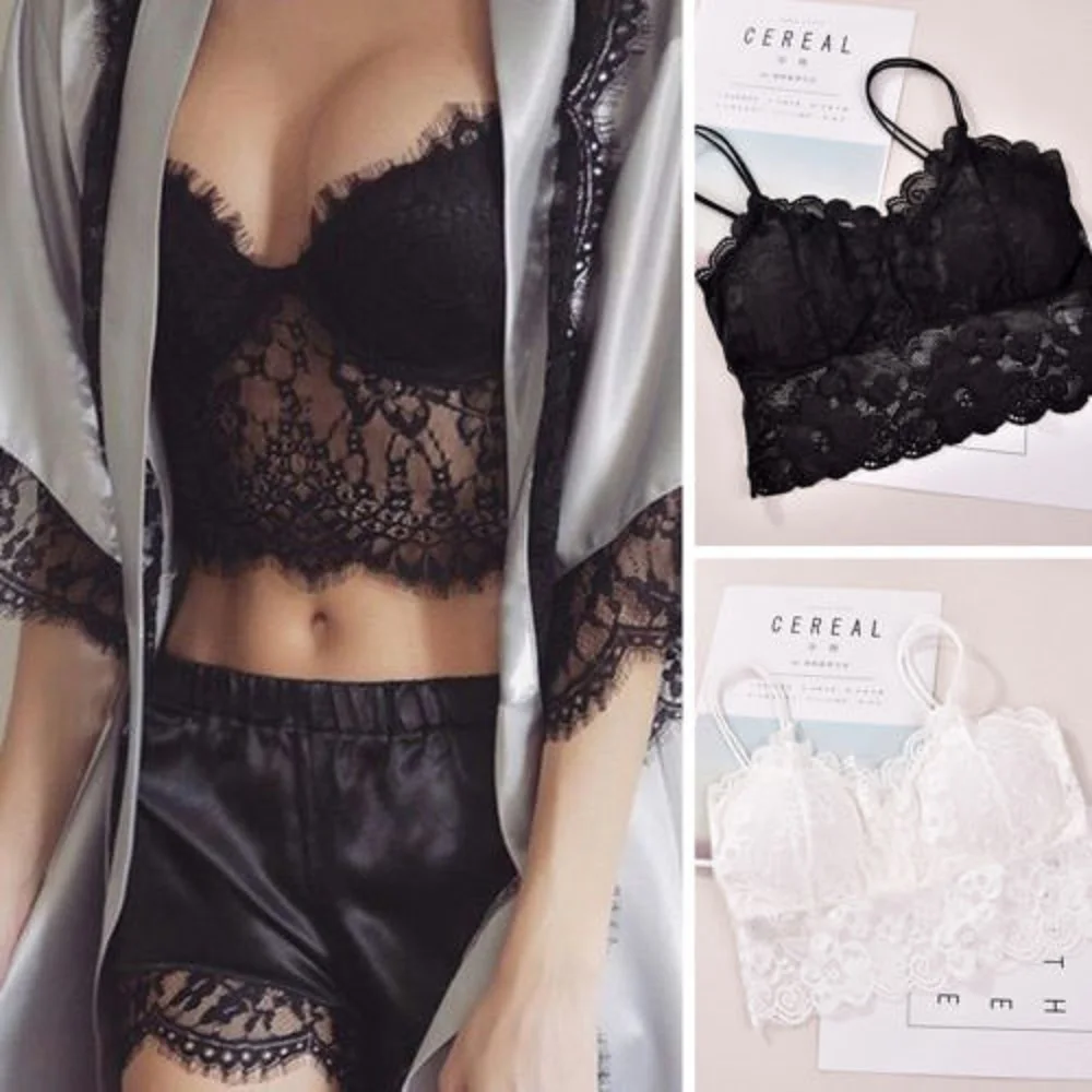 Moda damska biustonosze Lady koronkowe kwiatowe miฤkkie bluzki z pasem Tube Chest Wrap Bandeau bielizna czarny biaลy