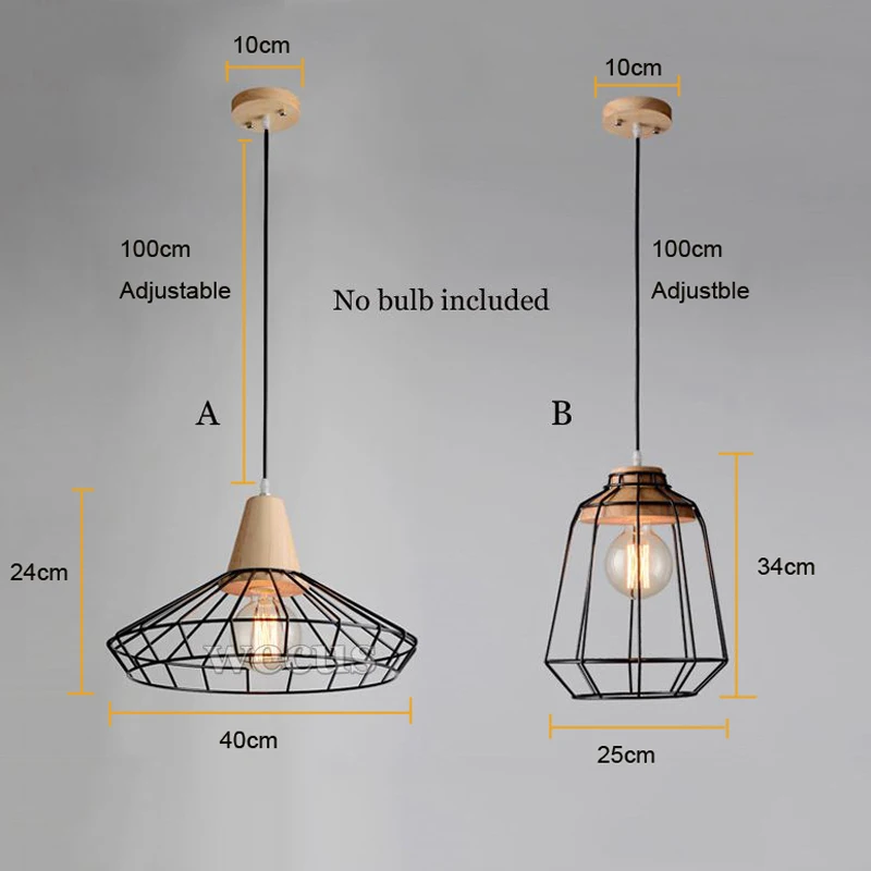 Loft Chandelier Restaurant Dining Room Living Room Aisle Cafe Light Retro Art Imitation Wood Iron Cage Headlight Pendant Lamp