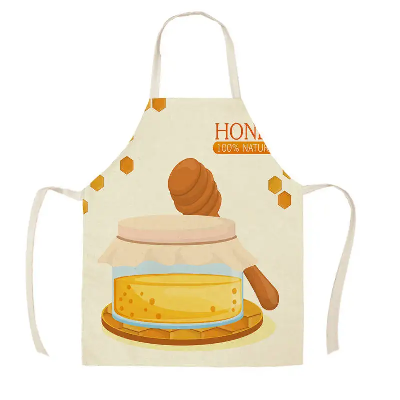 Kitchen Natural Honey Moon Bee Apron Sleeveless Apron Woman Kitchen Apron Woman Cooking Baking Bib Cleaning 68*55 Cm  Delantal