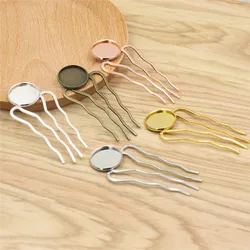 Fit 20mm Copper Comb Hairpins Blank Cabochon Settings Hair Clips Tray Base DIY Accessories Making Length:73mm 5pcs/lot K06066
