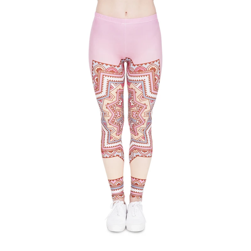 Frauen Boho Gedruckt Gym Sport Stretchy Leggings Elastische Milch Seide Strumpfhosen Opaque Sport Gym Yoga Strumpfhosen