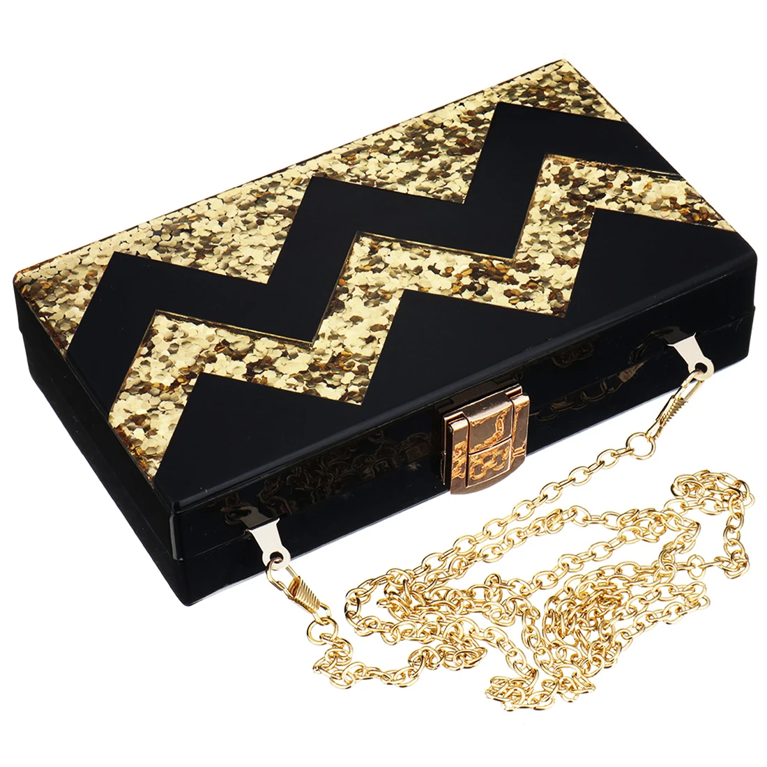 Solid Acrylic Box Bag Wave Pattern Clutch Bag Luxury Evening Bags With Sequin Geometric Ladies Fashion Party Shoulder Purse