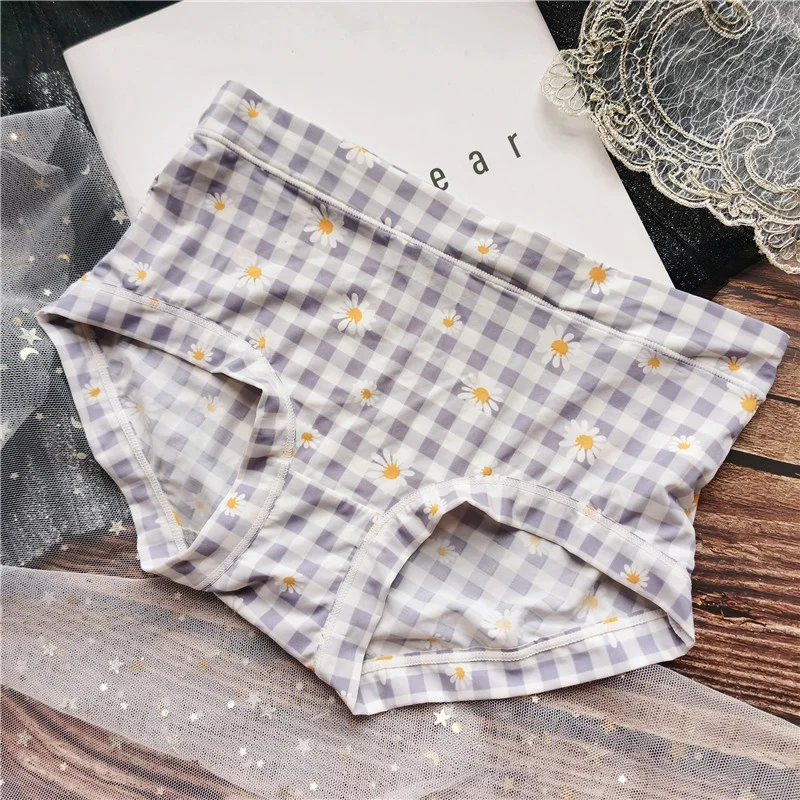 Middle Waist Pantie For Girl Ice Silk Printing Comfortable Cute Cartoon Fruit Middle Waist Women\'s Underwear Seamless Breathable