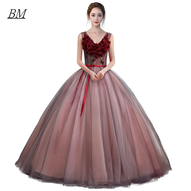 BM Stock V-Neck Quinceanera Dresses 2021 Ball Gown Beaded Prom 16 Birthday Pageant Party Gown Vestidos De Quinceanera BM788