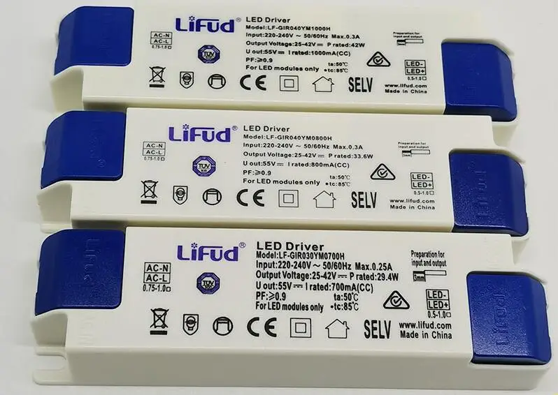 Lifud LED Driver Power Supply 6-63W 135-1500mA DC 25-42V AC220-240V LF-GIR060YM Series Transformer For Led Commercial Lighting