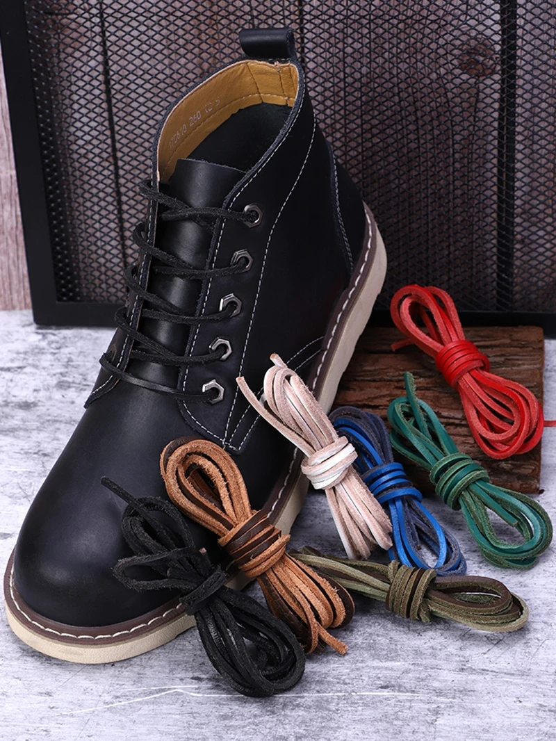 1 Pair High Quality Genuine Cow Leather Fashion 80 100 120 CM Shoelace Collocation Boots 1640 Wings 8111 875 Polyester Shoelace