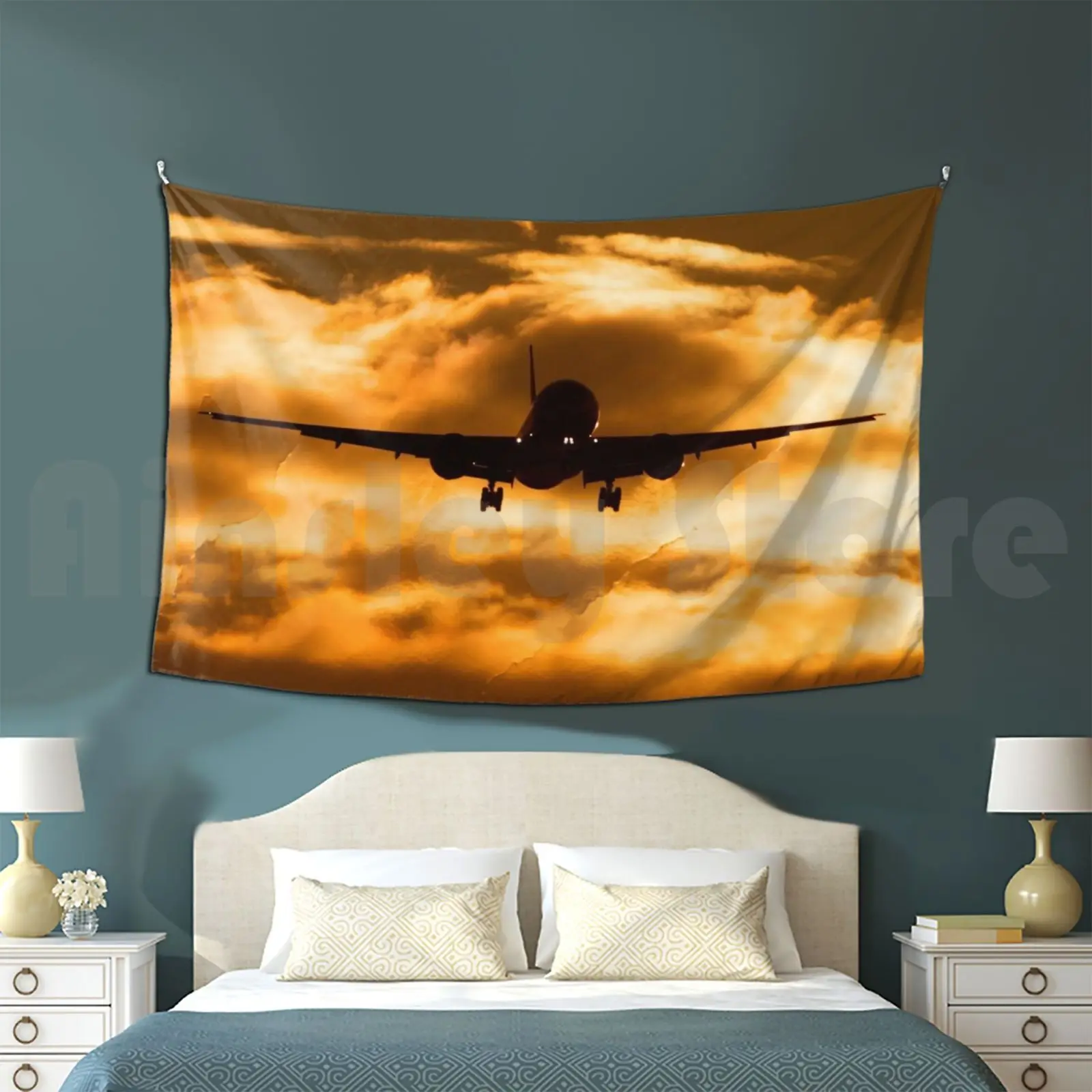 Boeing 777 Tapestry Living Room Bedroom Boeing 777 Cargo Plane