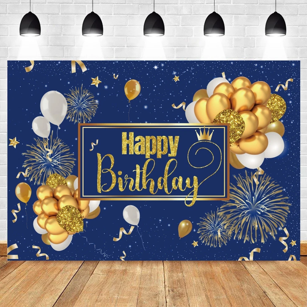 Yeele Photocall Adult Birthday Backdrop Gold Balloon Firework Party Decor Photography Background For Photo Studio Photographic