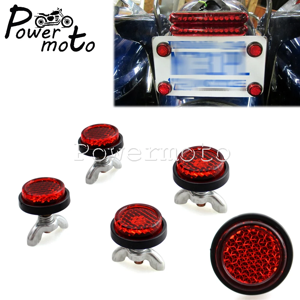 4pcs Motorcycle Red Reflective Trunk Rear License Plate Warning Reflector For Motocross Car Safety Plastic Reflectors Dirt bike