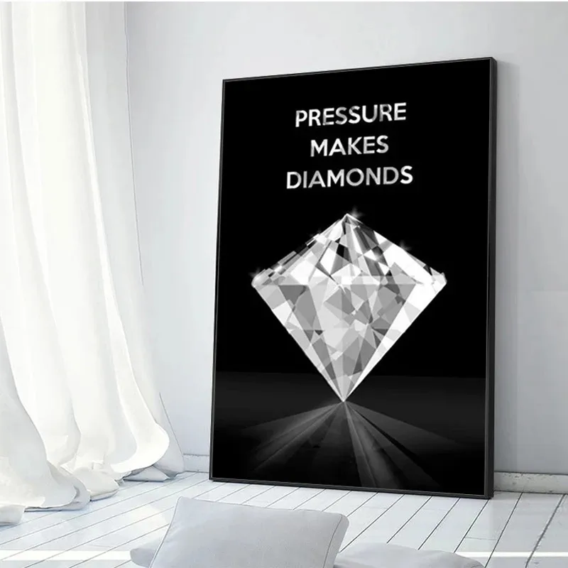 

Pressure Makes Diamonds Motivational Art Canvas Painting Modern Black Poster Prints Wall Art Picture for Living Room Home Decor