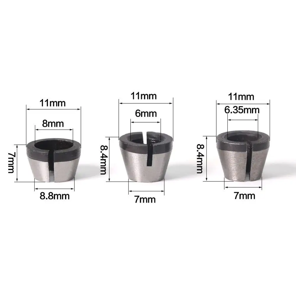 3PCS Set collets 6.35mm 8mm 6mm collet chuck Engraving Trimming machine Electr