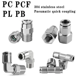PC PCF PL PB 304 stainless steel pneumatic quick coupling trachea hose 1/8 1/4 3/8 1/2 M5 BSP external thread internal thread