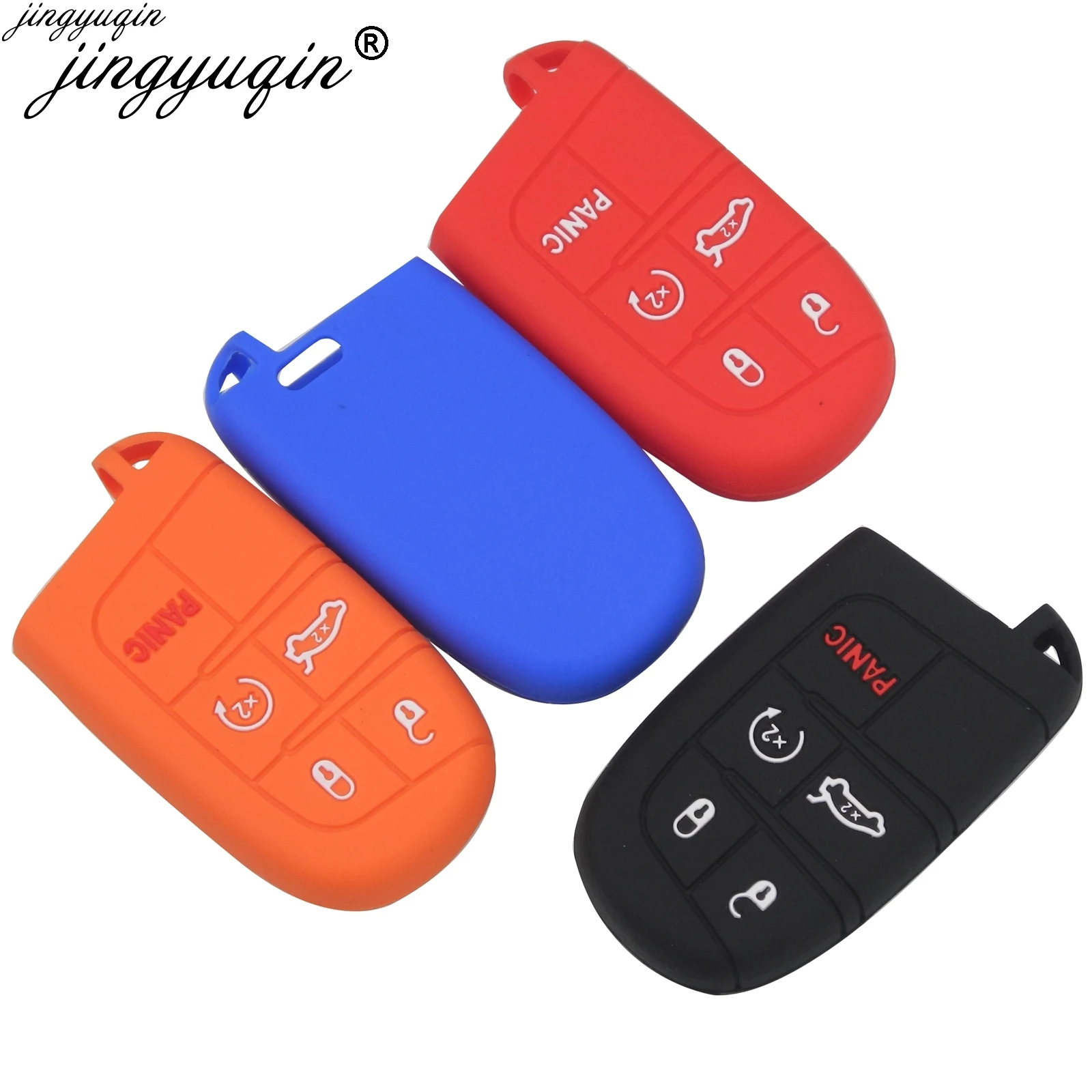 

Jingyuqin 50pcs 5 Buttons Silicone Remote Smart Key Cover Case Shell For Dodge Journey Charger for Jeep Renegade Grand Cherokee