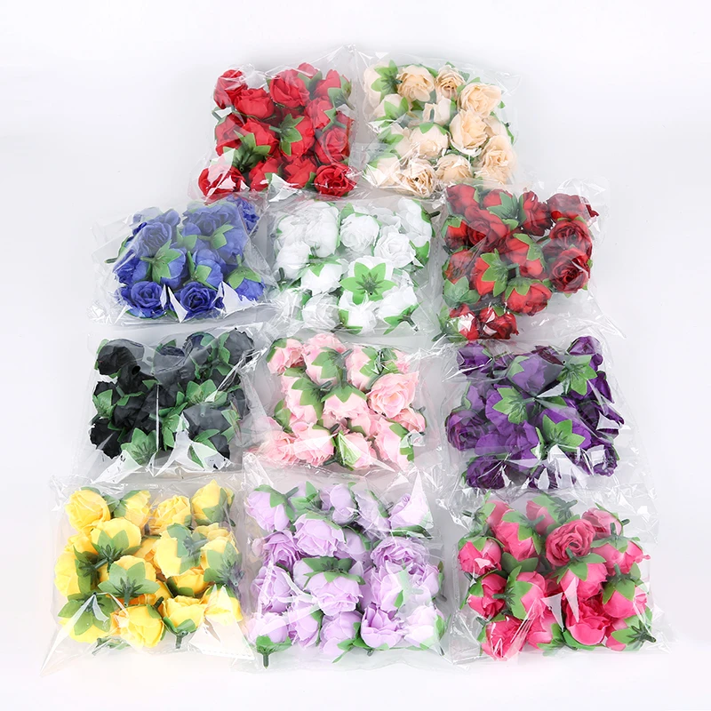 10/20/50pcs Christmas 3CM Rose Artificial Flowers Head for Wedding Decoration Fake Flower Party Christmas Home Decor Craft Gifts