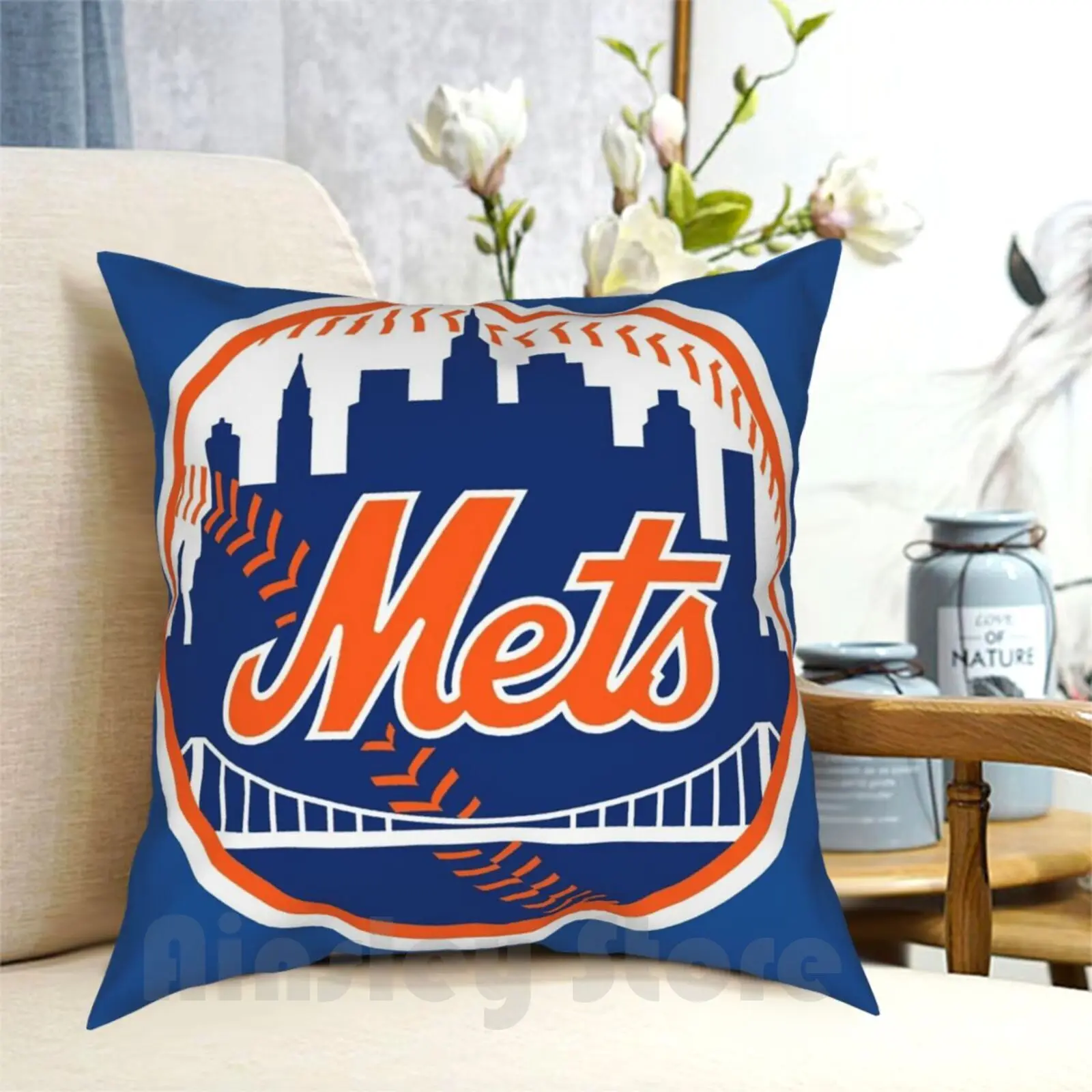 

Mets Pillow Case Printed Home Soft Throw Pillow Baseball