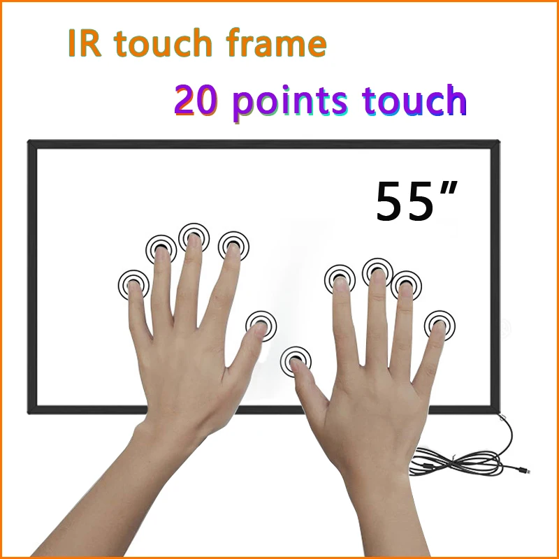 20 points 55 Inch IR Touch Screen Frame without Glass,IR Touch Screen overlay kit , 55\