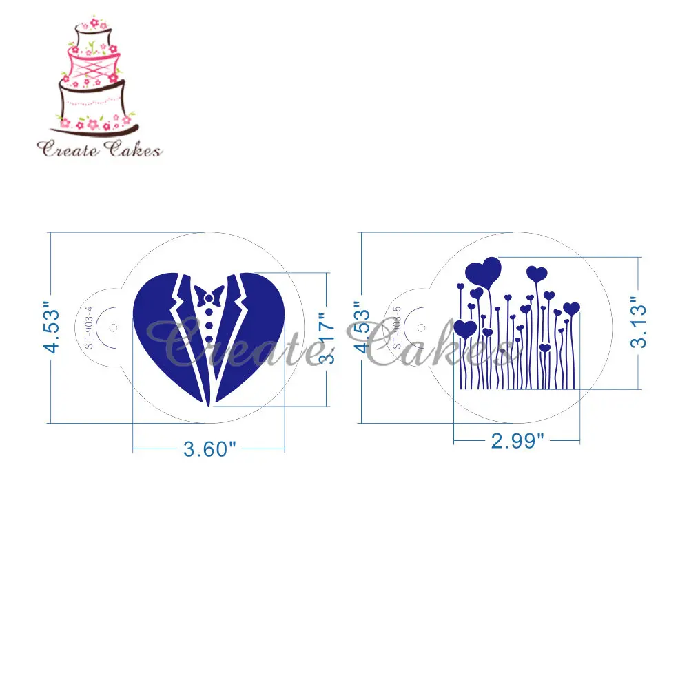 6pcs/set Hearts Cookie Stencil Fondant Cake Mold Rose Flower Biscuits Baking Mould Cake Border Decorating Pastry Spray Tool