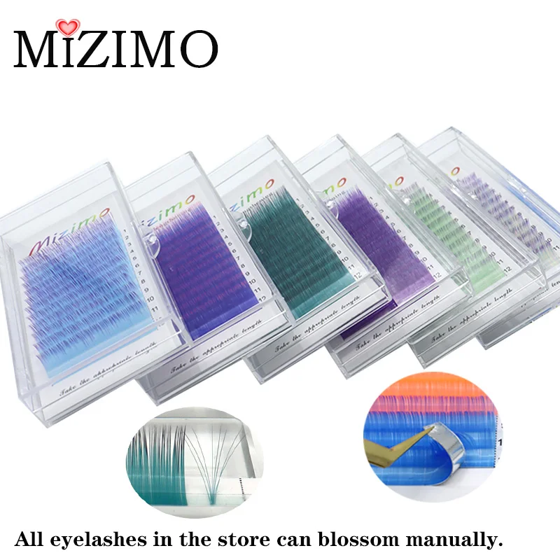 MIZIMO 12 Rows Of Flowering Grafted False Eyelashes, 0.07/0.1mm,C/D, 8 to 15mm in Length. Makeup, Tire Rrubber, Natural Softness