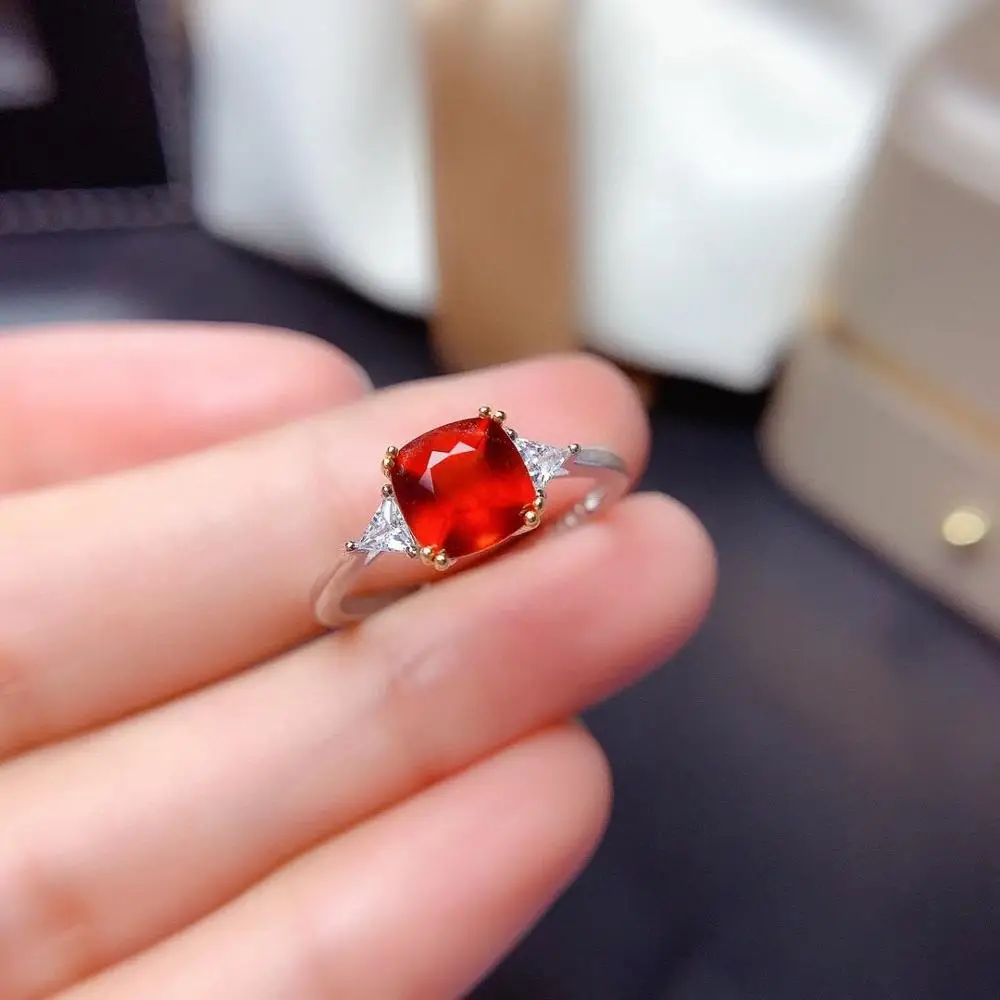 Natural And Real Vivid Orange l Garnet Ring 925 sterling silver Fine jewelry Fashion Woman Ring