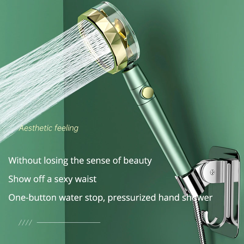 Powerful Pressurization One-key Water Stop Free Turn Around Detachable For Cleaning ABS Material Filter Shower Head